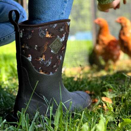 Women s Chore Classic Mid Work Boot WCHM9CK Dark Brown Chicken Print