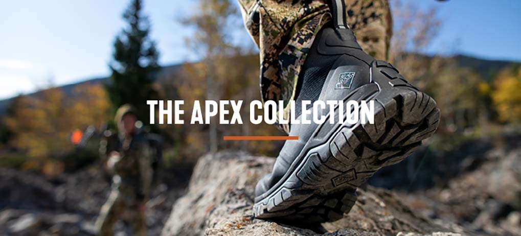 'The Apex Collection' Hunters walking over extremely rocky terrain with their Muck Apex boots