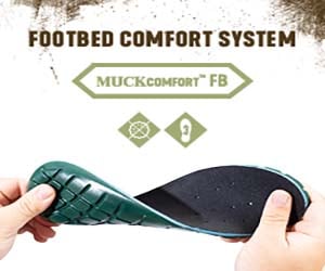 'Footbed Comfort System' Muck Footbed Comfort System outsole being twisted to show extreme durability