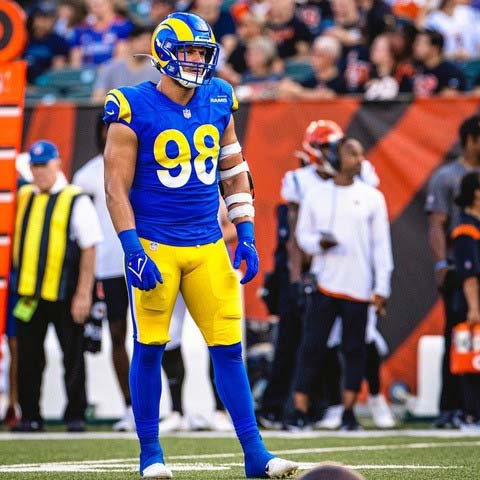 Brayden suited up in his L.A. Rams jersey while they play the Cincinnati Bengals