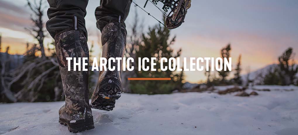 'The Arctic Ice Collection' Hunter walks through the snow and ice wearing his Arctic Ice Muck boots.